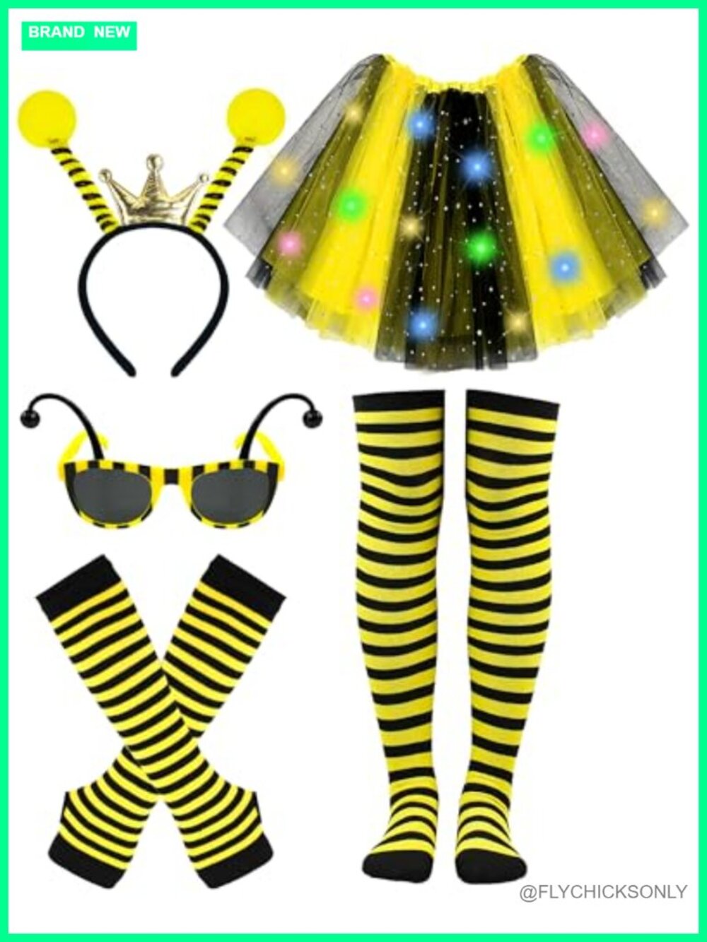 5pcs Light Up Bee Costume for Women LED Tutu Skirt Halloween Cosplay Party